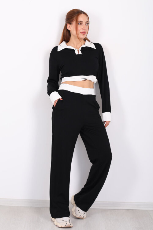 Kordon Ve Zımba Detaylı Garnili Siyah Kadın Modal Takım - 6