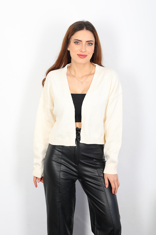 Krem Kadın Triko Yumoş Hırka - 3