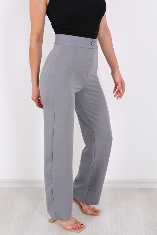 Krep Kadın Palazzo Gri Pantolon - Berox (1)
