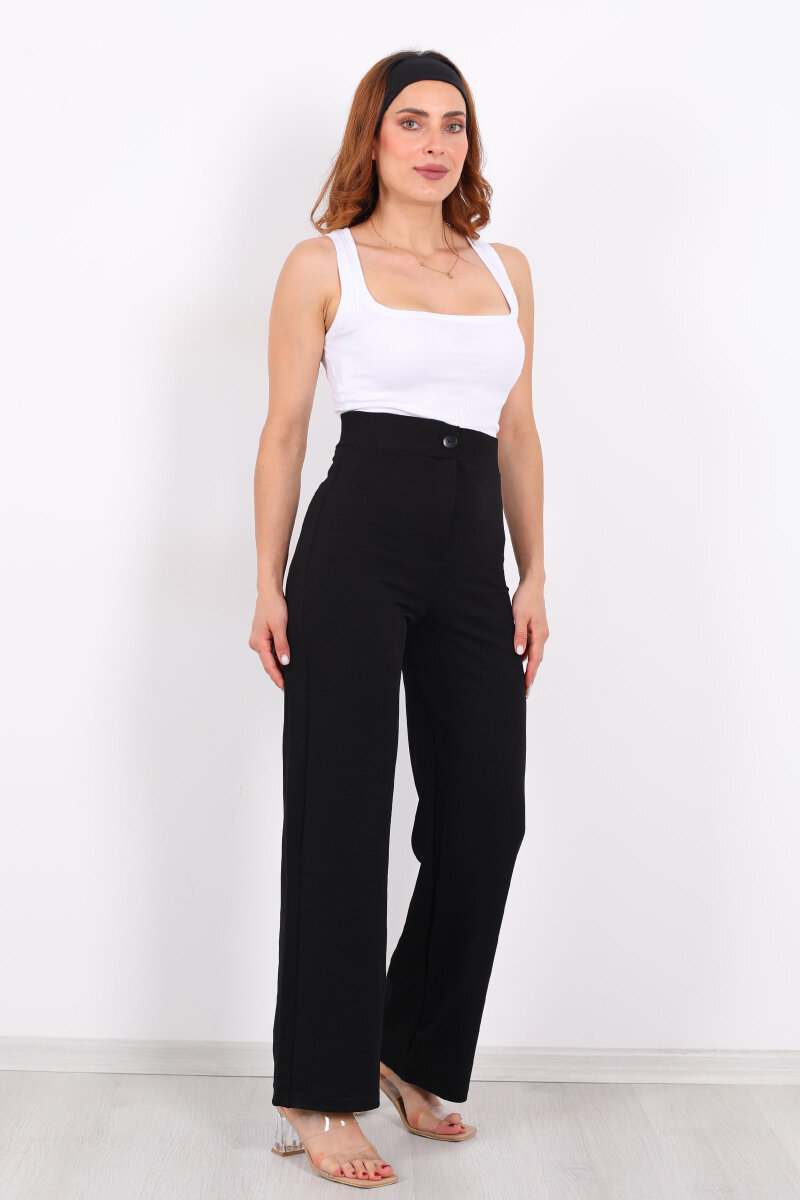 Krep Kadın Palazzo Siyah Pantolon - 4