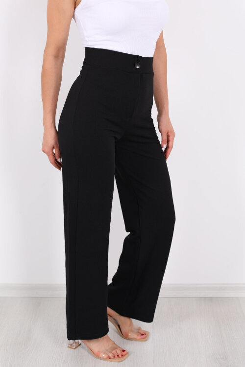 Krep Kadın Palazzo Siyah Pantolon - Berox (1)