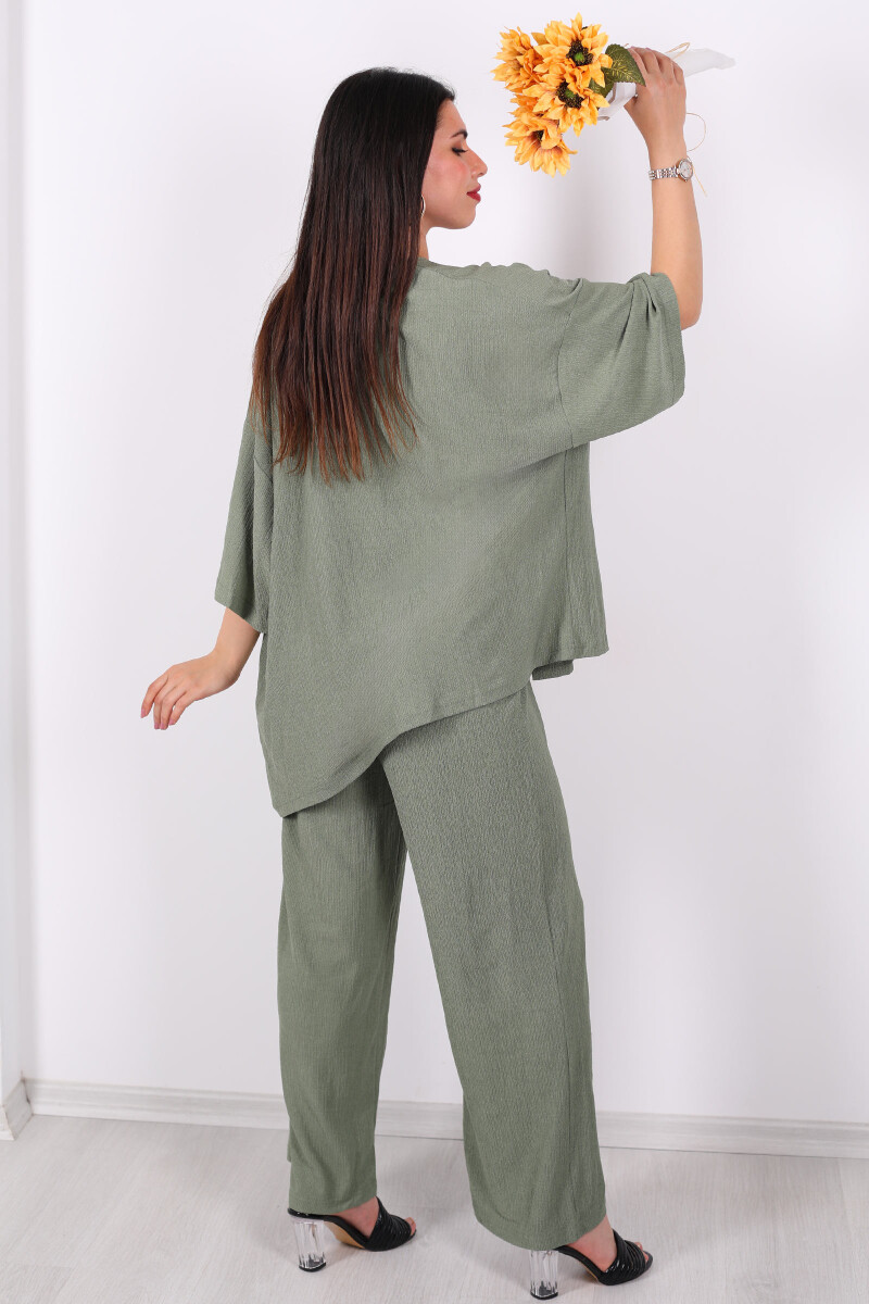 Krep Kumaş Mint Yeşili Kadın Kimono Takım - 6