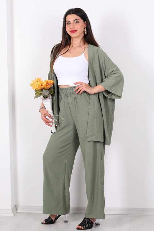Krep Kumaş Mint Yeşili Kadın Kimono Takım - 2