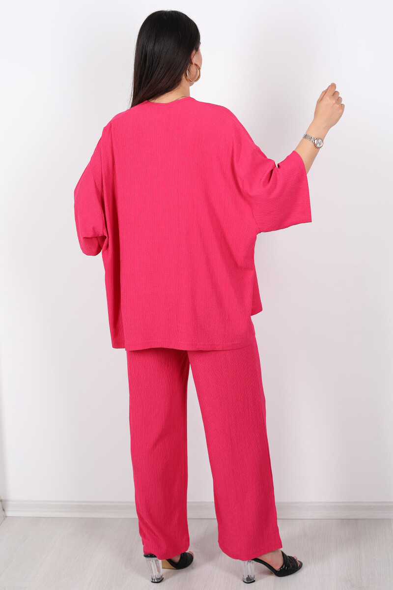 Krep Kumaş Pembe Kadın Kimono Takım - 5