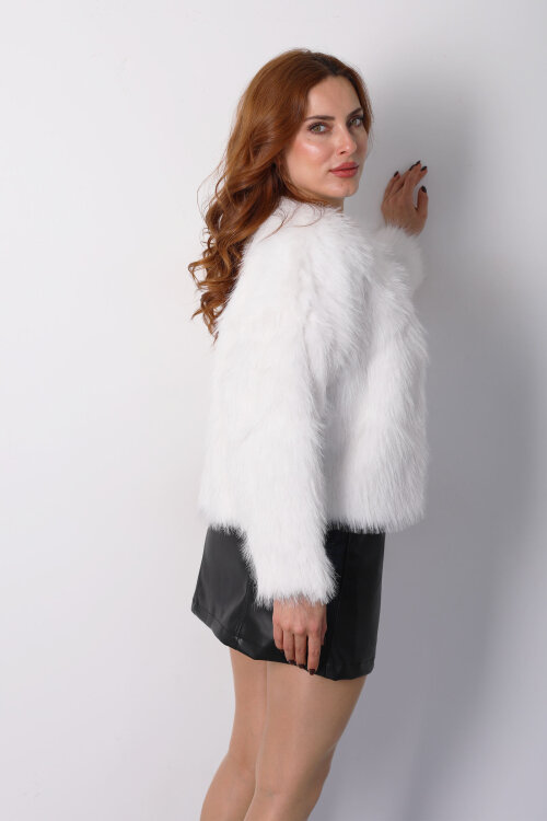 Kürk Ekru Kadın Mont - 5