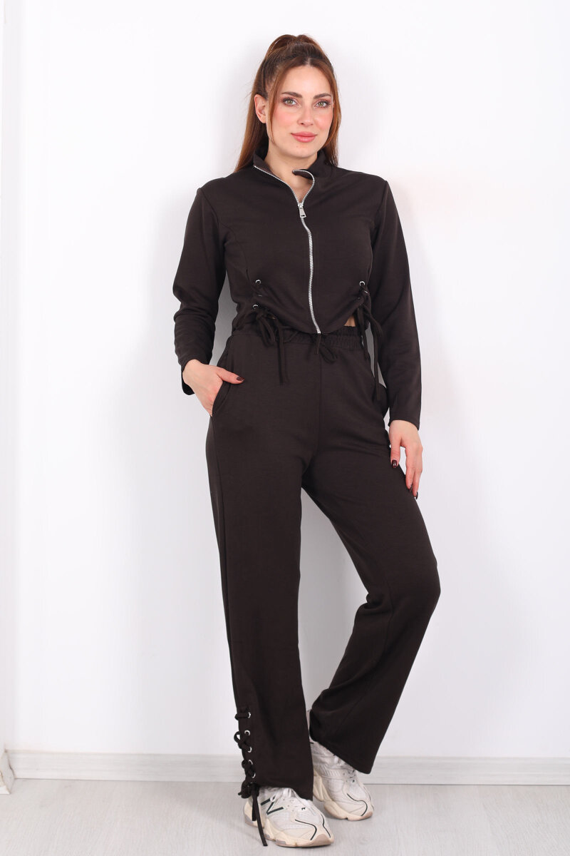 Kuşgözü Bağcıklı Acı Kahve Kadın Modal Takım - 6