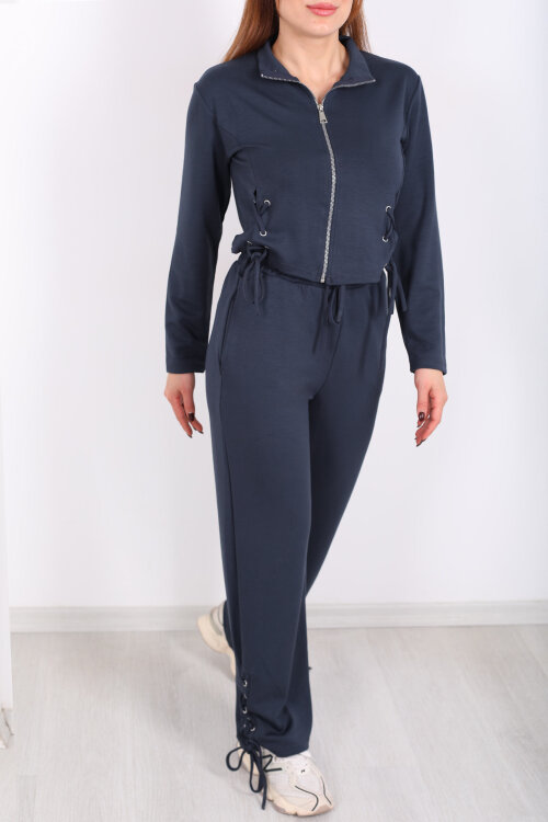 Kuşgözü Bağcıklı Antrasit Kadın Modal Takım - Berox (1)