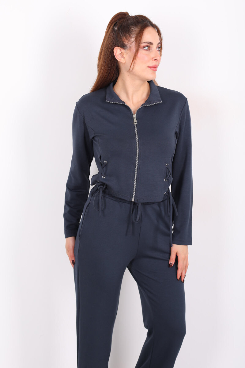 Kuşgözü Bağcıklı Antrasit Kadın Modal Takım - 4