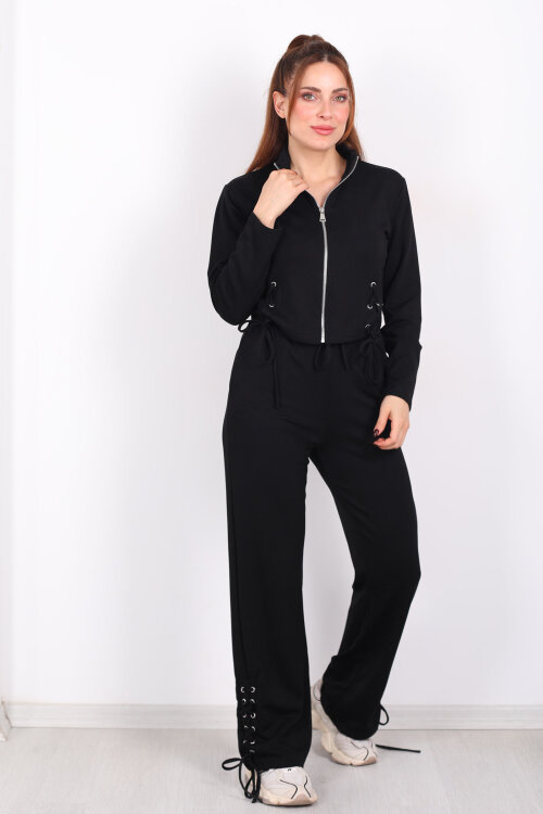 Kuşgözü Bağcıklı Siyah Kadın Modal Takım - 4