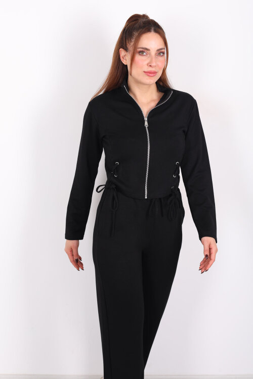 Kuşgözü Bağcıklı Siyah Kadın Modal Takım - 3