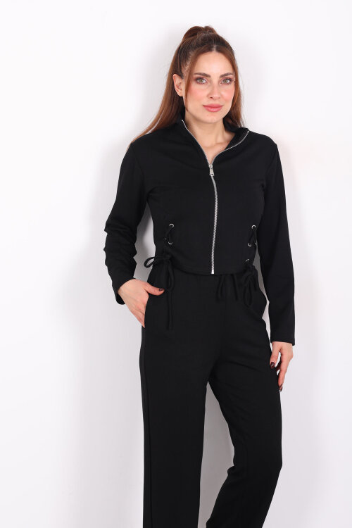 Kuşgözü Bağcıklı Siyah Kadın Modal Takım - 6