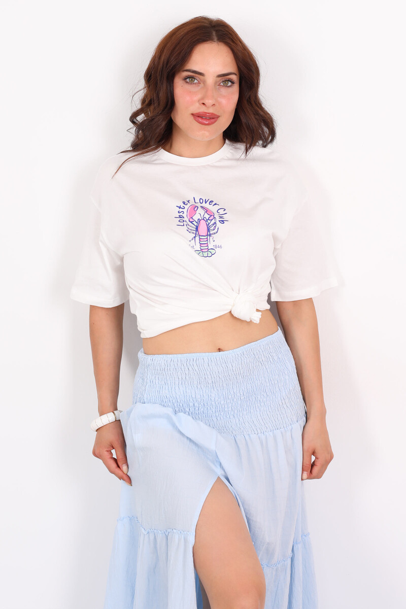 Labster Club Ön-Arka Baskılı Oversize Beyaz Kadın T-Shirt - 5