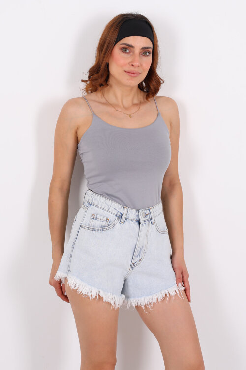 Lastik Askılı Uzun Antrasit Kadın Badi - 3