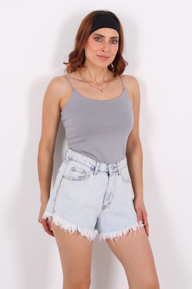 Lastik Askılı Uzun Antrasit Kadın Badi - 3