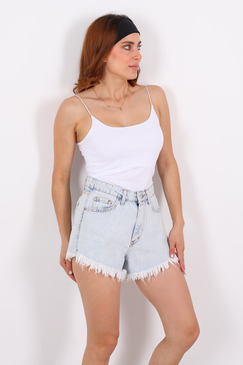 Lastik Askılı Uzun Beyaz Kadın Badi - 3