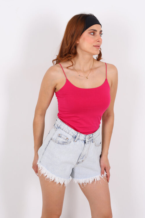 Lastik Askılı Uzun Fuşya Kadın Badi - 3