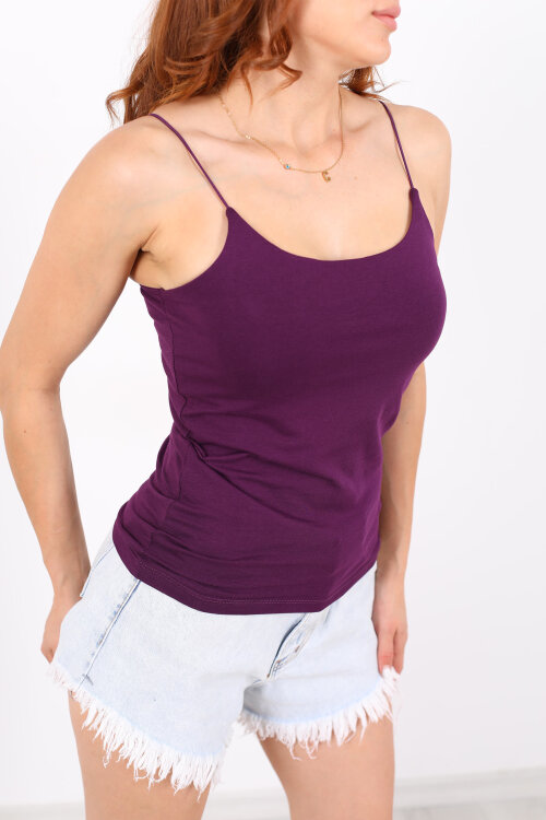 Lastik Askılı Uzun Mor Kadın Badi - Berox (1)