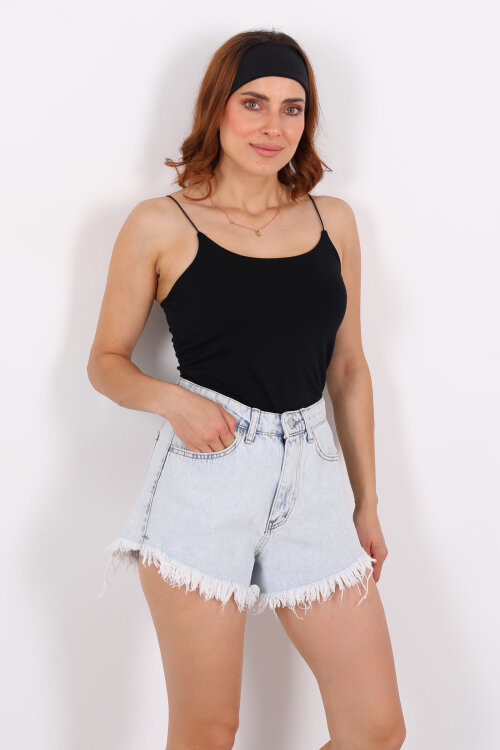 Lastik Askılı Uzun Siyah Kadın Badi - Berox