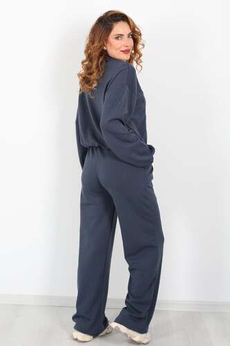 Leopar Nakışlı Modal Antrasit Kadın Eşofman Takım - 5