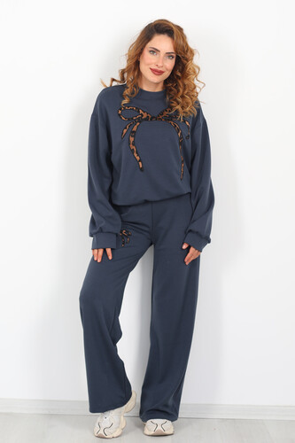 Leopar Nakışlı Modal Antrasit Kadın Eşofman Takım - Berox (1)