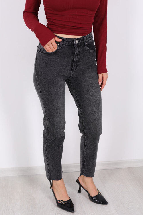 Likralı Paça Kesik Füme Kadın Boy Fit - Berox (1)