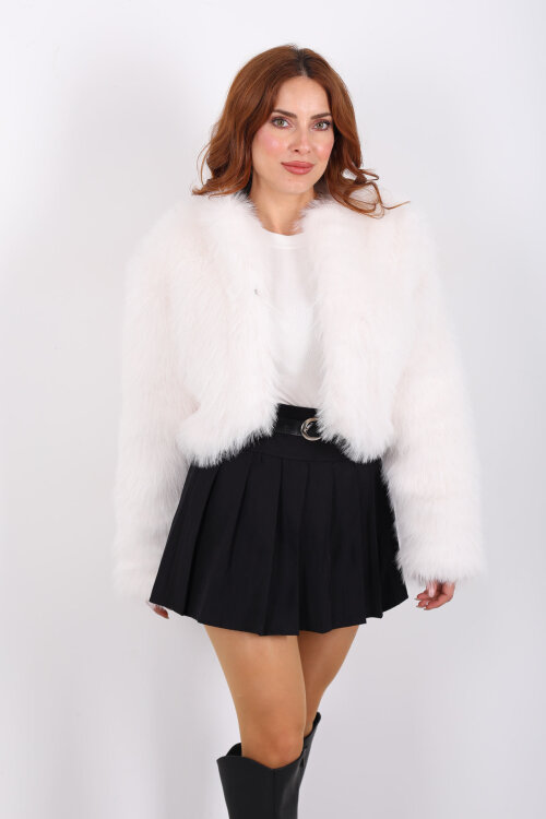 Lolita Ekru Kadın Kürk Bolero - 7