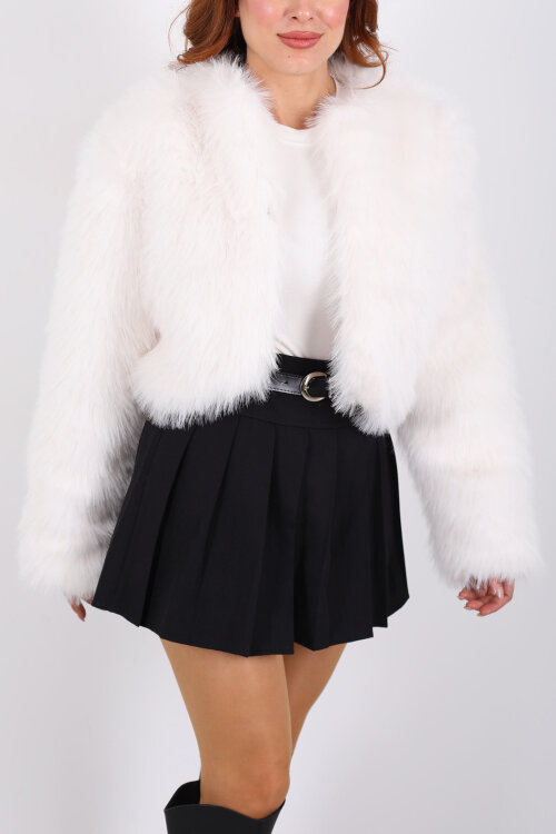 Lolita Ekru Kadın Kürk Bolero - Berox (1)