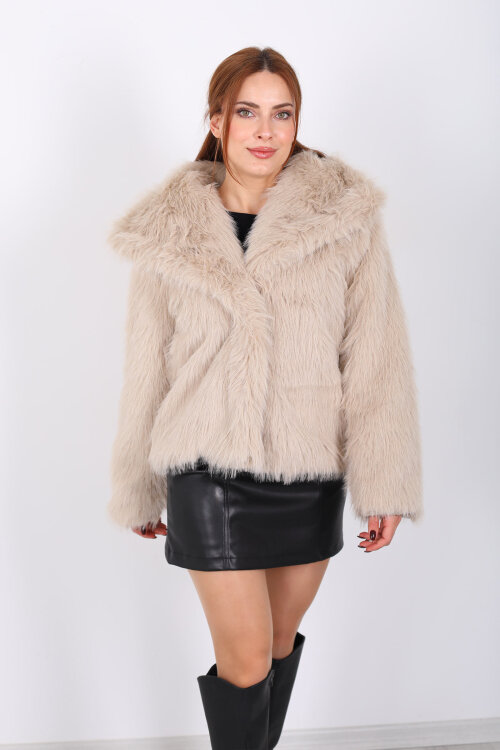 Lolita Kürk Krem Kadın Mont - 7