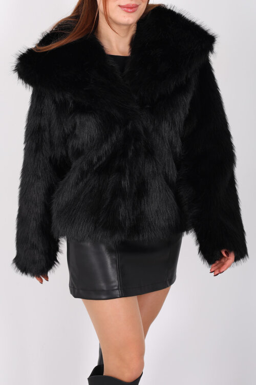 Lolita Kürk Siyah Kadın Mont - Berox (1)