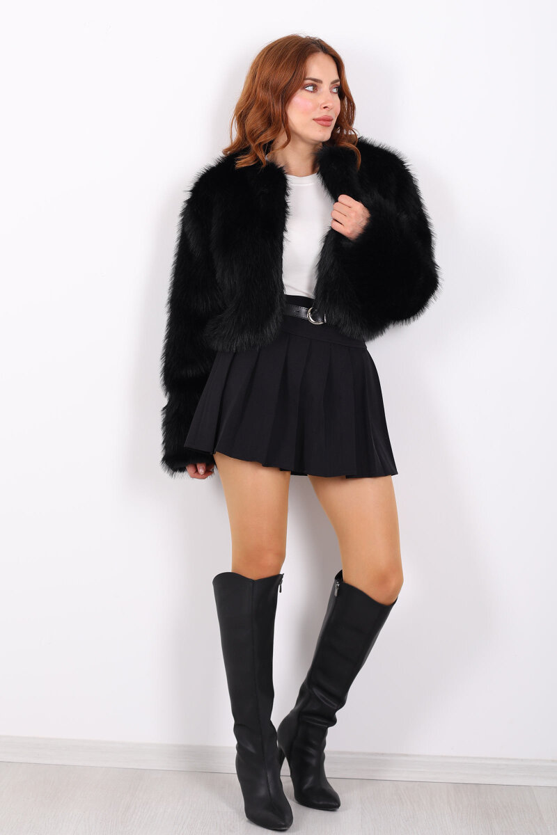 Lolita Siyah Kadın Kürk Bolero - 1