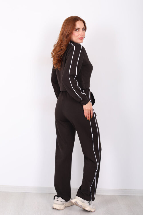 Love Baskılı Biyeli Kadın Acı Kahve Modal Takım - 5