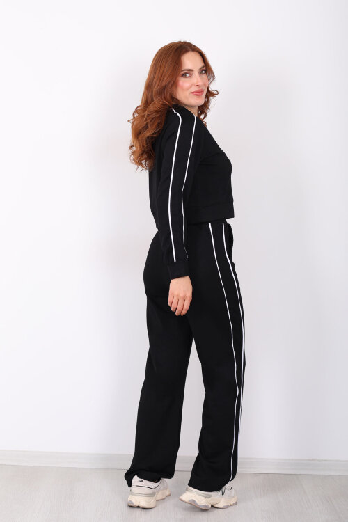 Love Baskılı Biyeli Kadın Siyah Modal Takım - 5