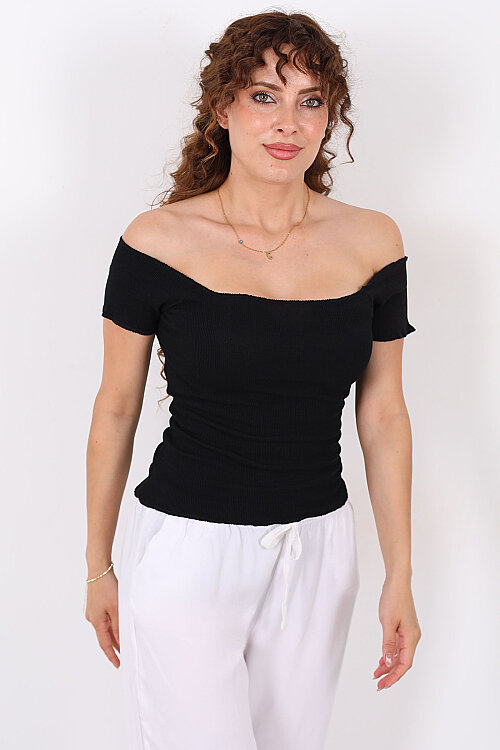 Madonna Yaka Kaşkorse Siyah Kadın Body - 3