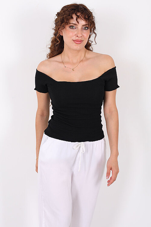 Madonna Yaka Kaşkorse Siyah Kadın Body - 5