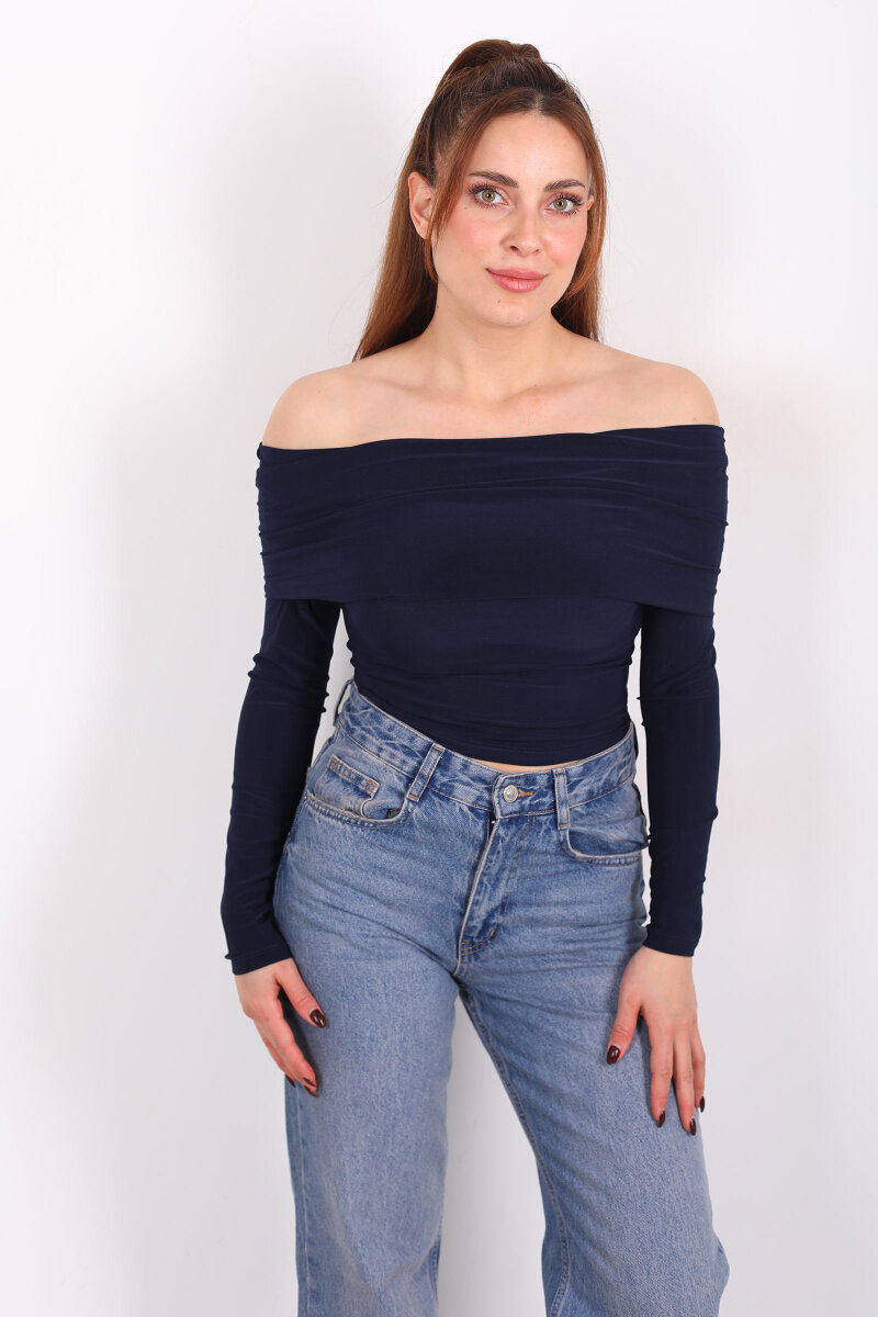 Madonna Yaka Lacivert Kadın Bluz - 3