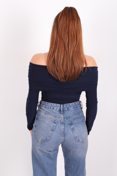 Madonna Yaka Lacivert Kadın Bluz - 4