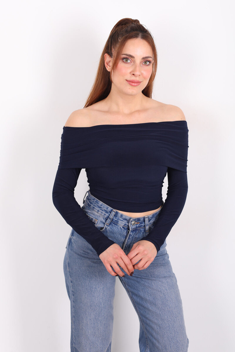 Madonna Yaka Lacivert Kadın Bluz - 1