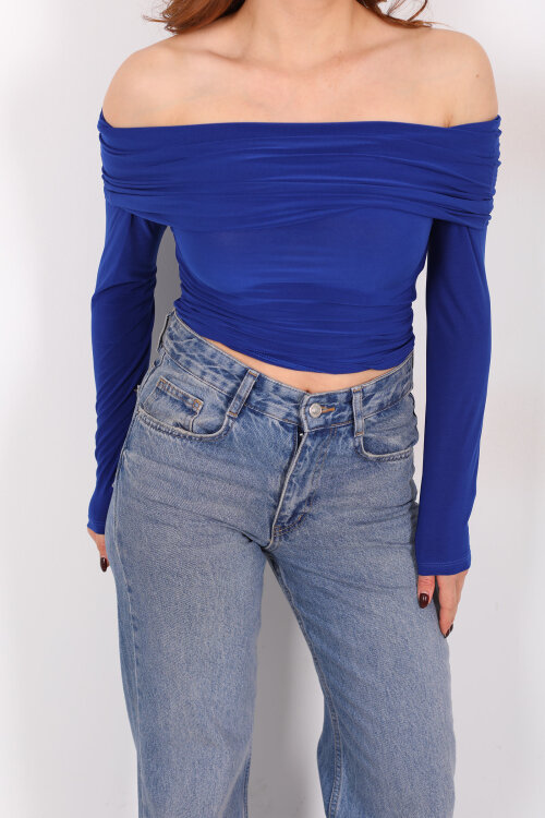 Madonna Yaka Saks Mavisi Kadın Bluz - Berox (1)