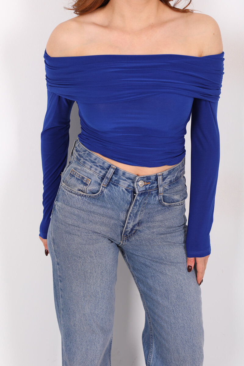 Madonna Yaka Saks Mavisi Kadın Bluz - 2