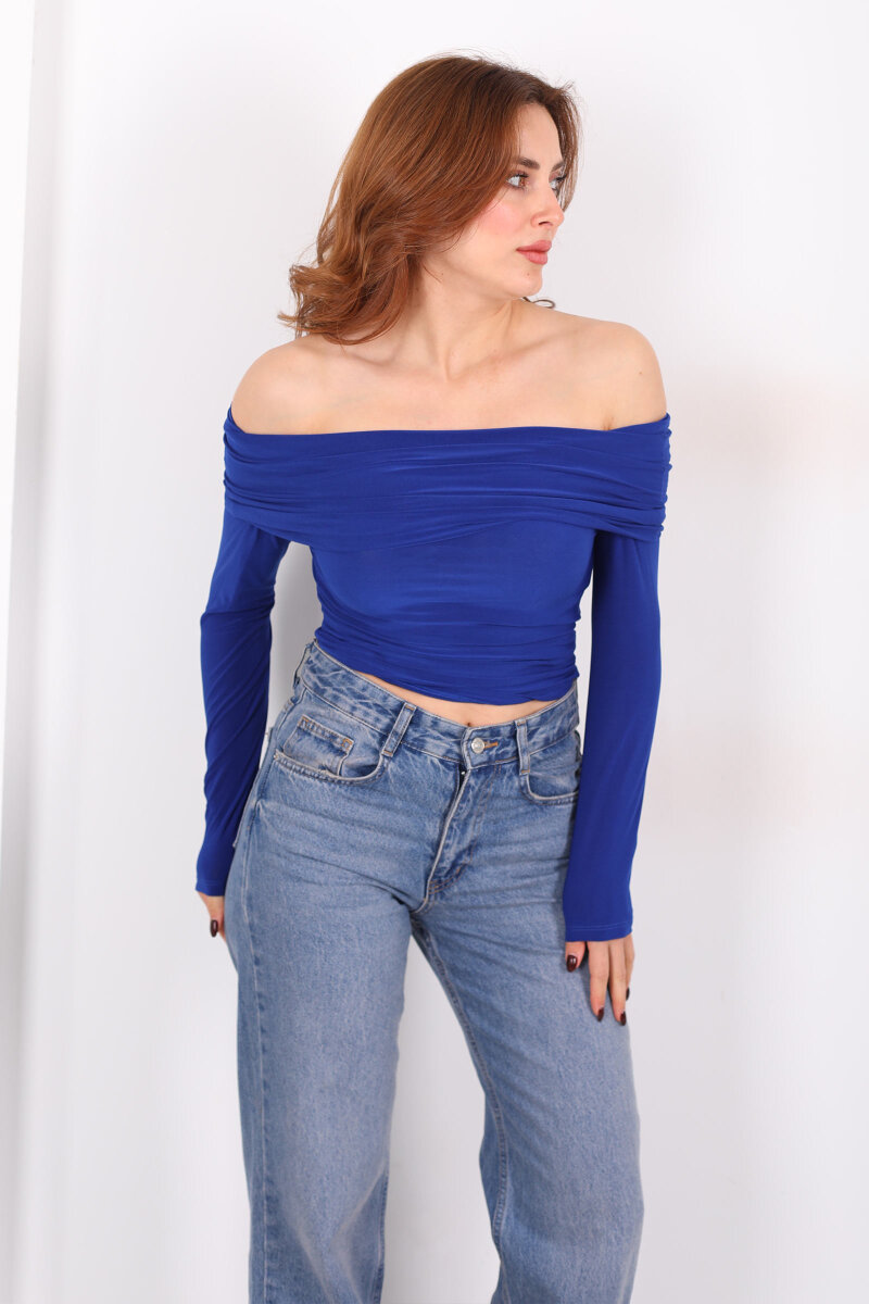 Madonna Yaka Saks Mavisi Kadın Bluz - 3