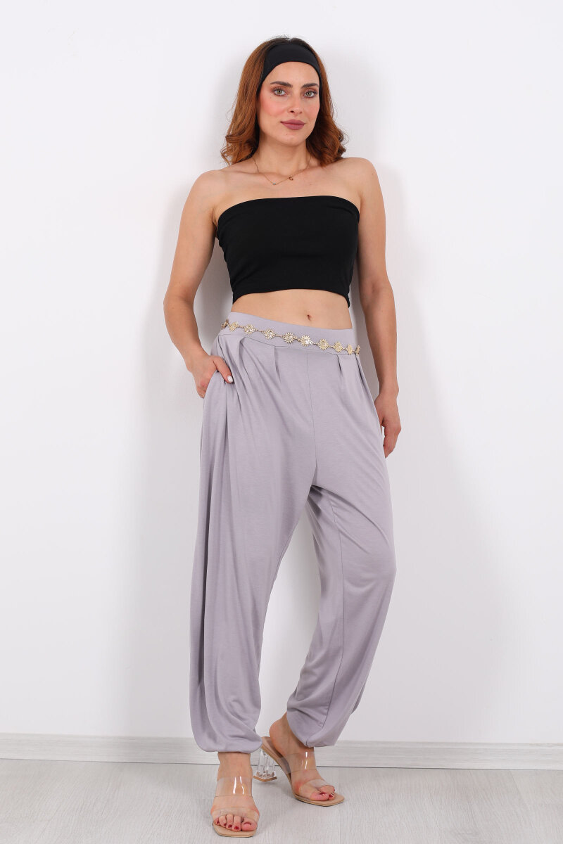 Modal Şalvar Kadın Gri Pantolon - 3