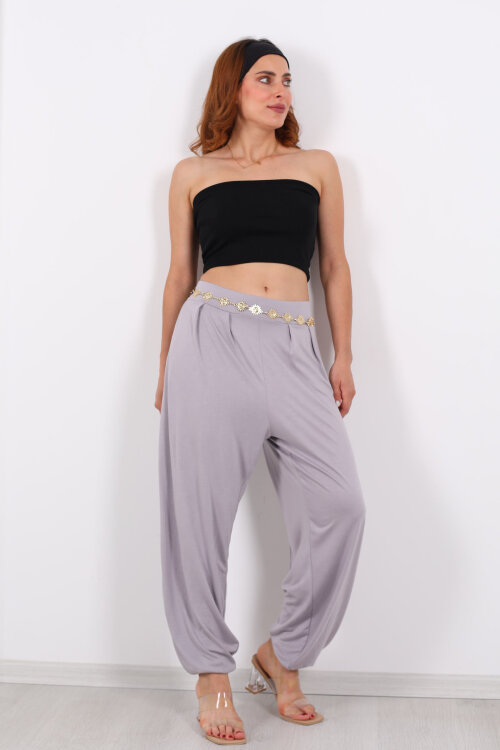 Modal Şalvar Kadın Gri Pantolon - 4