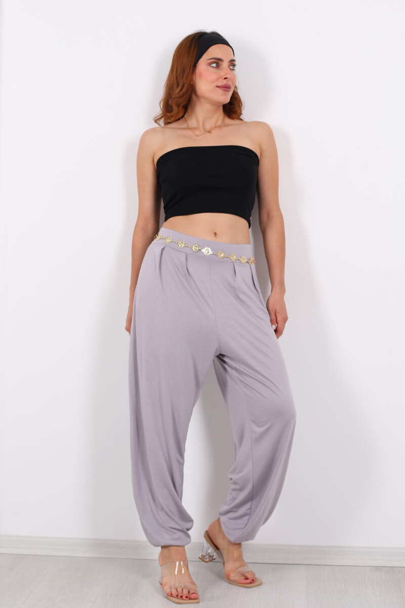 Modal Şalvar Kadın Gri Pantolon - 4