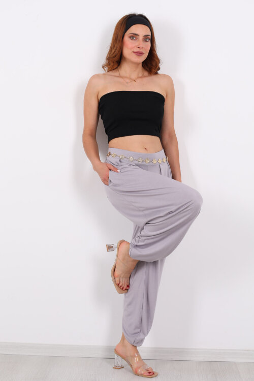 Modal Şalvar Kadın Gri Pantolon - Berox