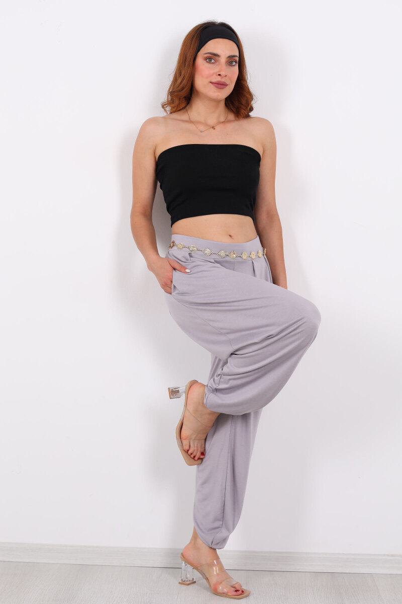 Modal Şalvar Kadın Gri Pantolon - 1