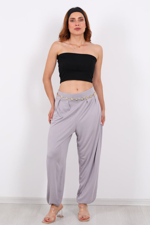 Modal Şalvar Kadın Gri Pantolon - 5