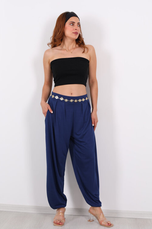 Modal Şalvar Kadın Lacivert Pantolon - 4