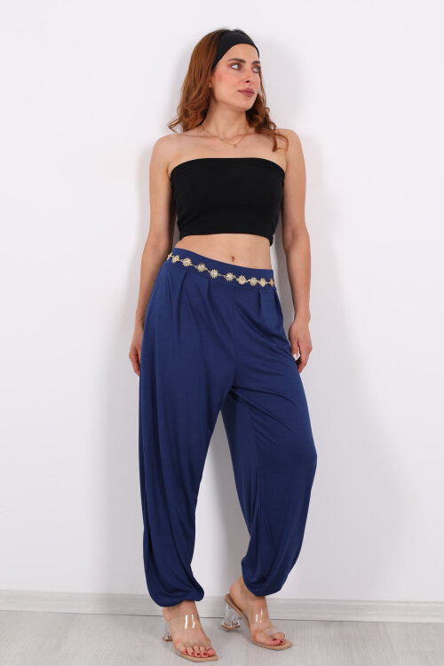 Modal Şalvar Kadın Lacivert Pantolon - 7