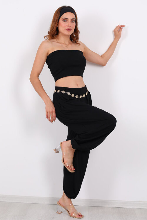 Modal Şalvar Kadın Siyah Pantolon - Berox