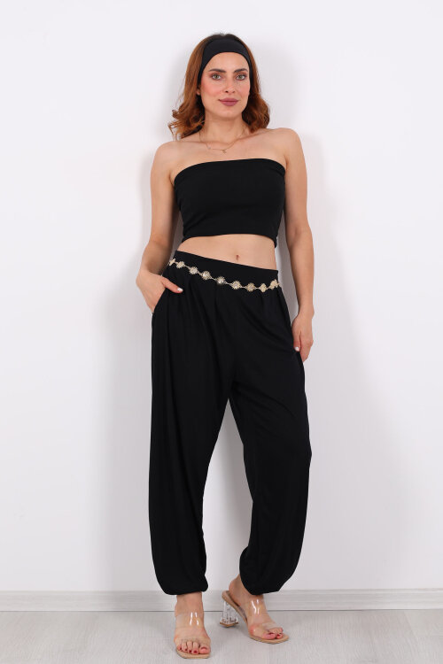 Modal Şalvar Kadın Siyah Pantolon - 7